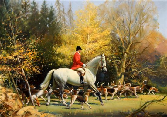 § Frank Wootton (1911-1978) Going Out with the Hounds 24 x 34in.